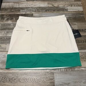 Belyn Key Cream Mini Skirt with Green Hem